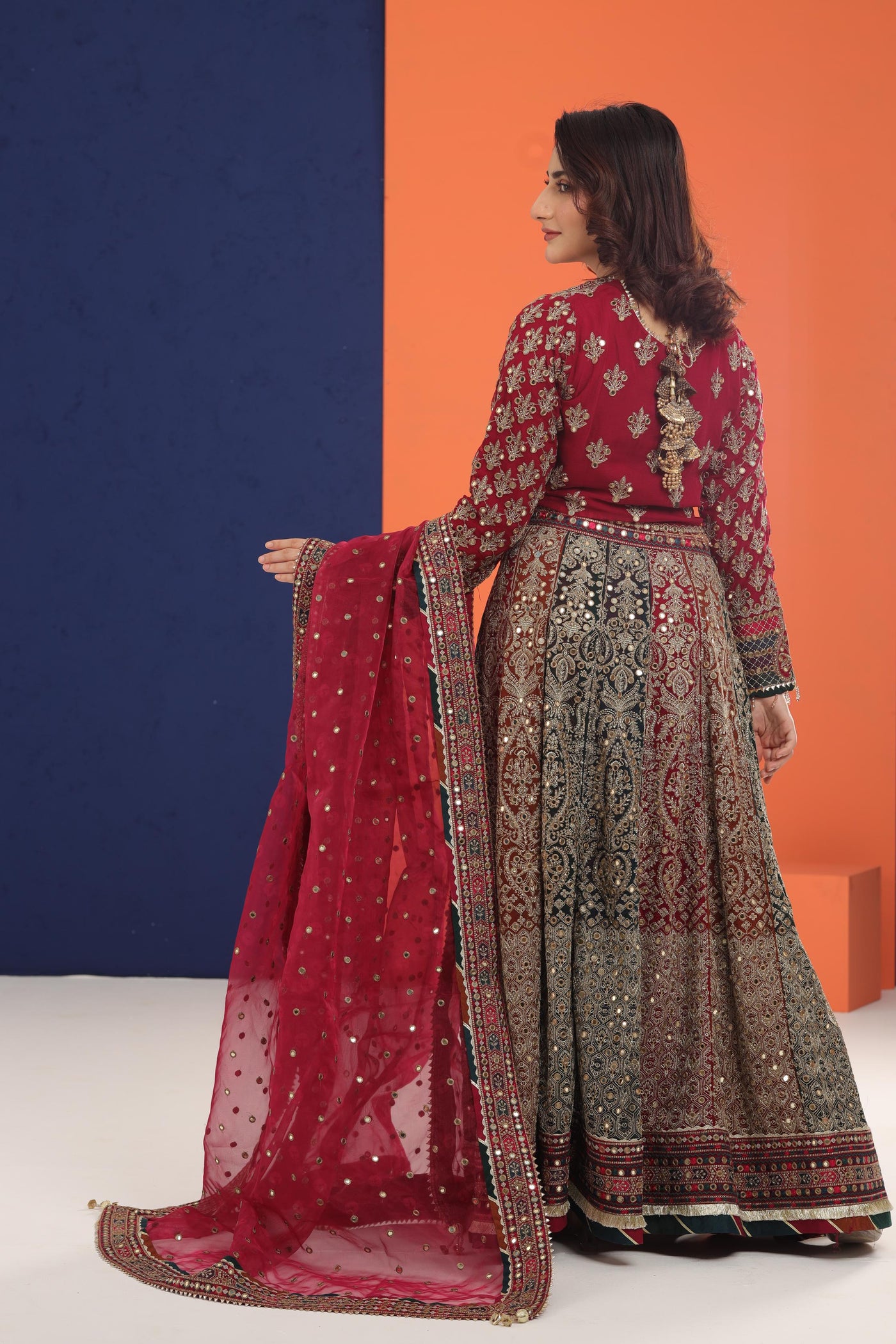 Embroidered Chiffon Red 3 Piece Stitched Suit - Jazmin