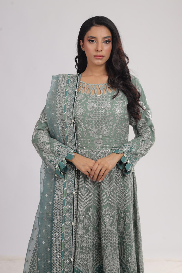 Embroidered Chiffon Grey 3 Piece Stitched Suit - Jazmin