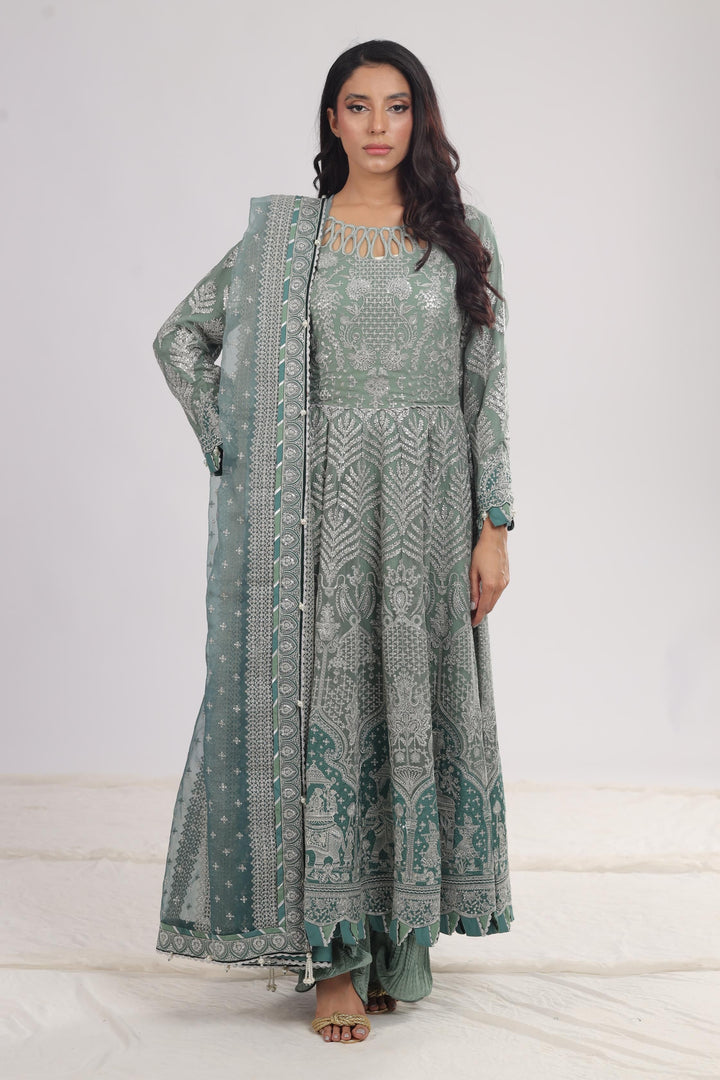 Embroidered Chiffon Grey 3 Piece Stitched Suit - Jazmin