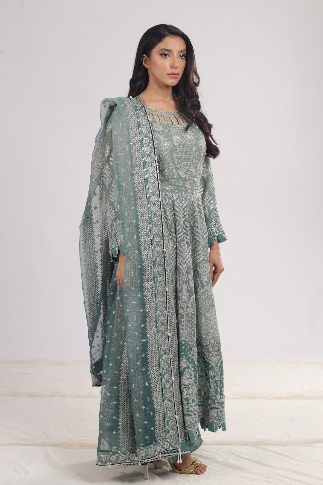 Embroidered Chiffon Grey 3 Piece Stitched Suit - Jazmin