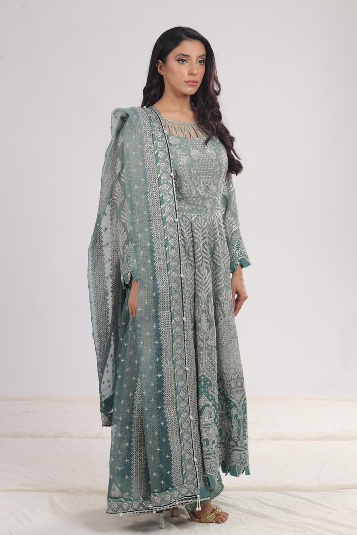 Embroidered Chiffon Grey 3 Piece Stitched Suit - Jazmin