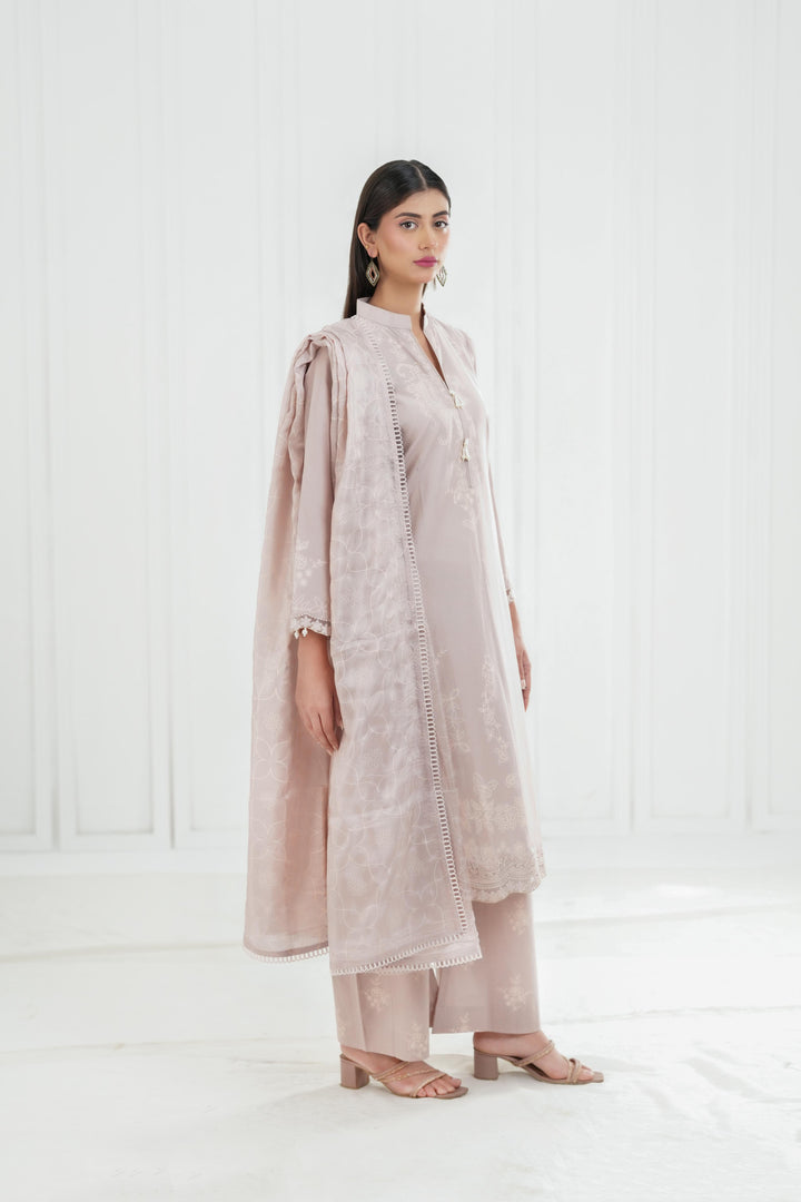 Muted Mauve - Cross Stitch Embroidered Lawn Stitched