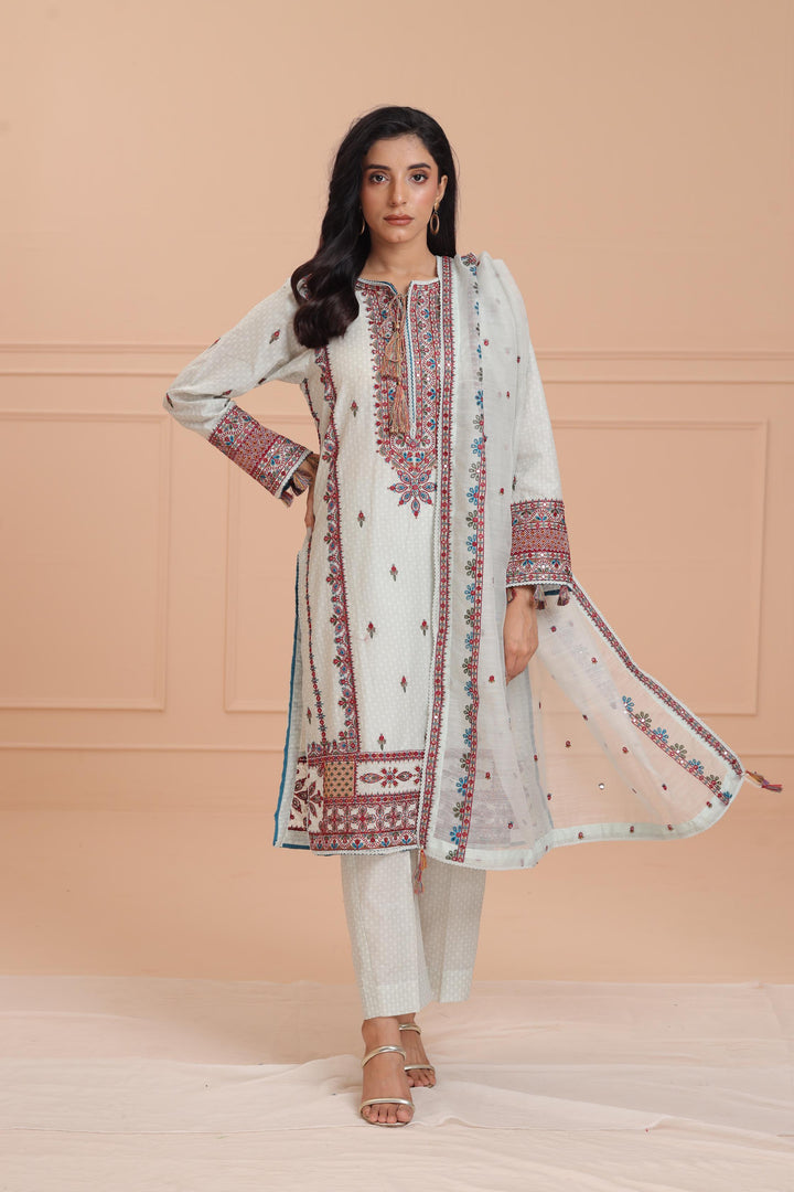 Lawn Grey Stitched Suit - Jazmin
