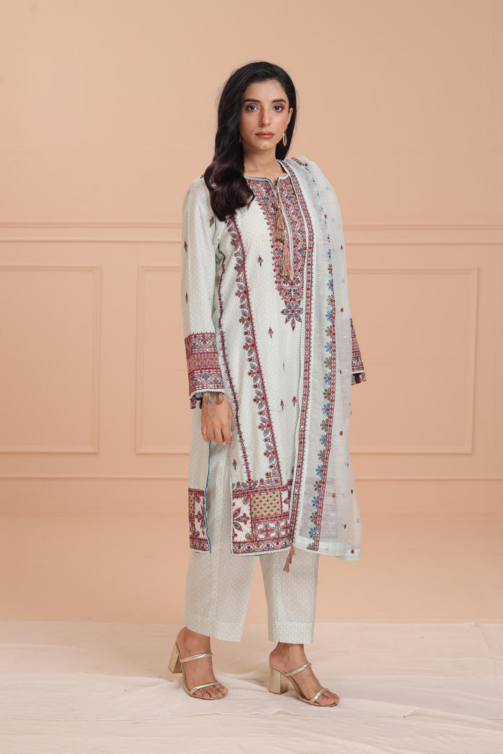 Lawn Grey Stitched Suit - Jazmin