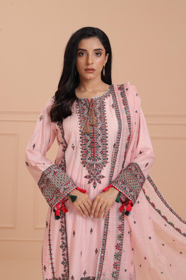 Lawn Pink Stitched Suit - Jazmin