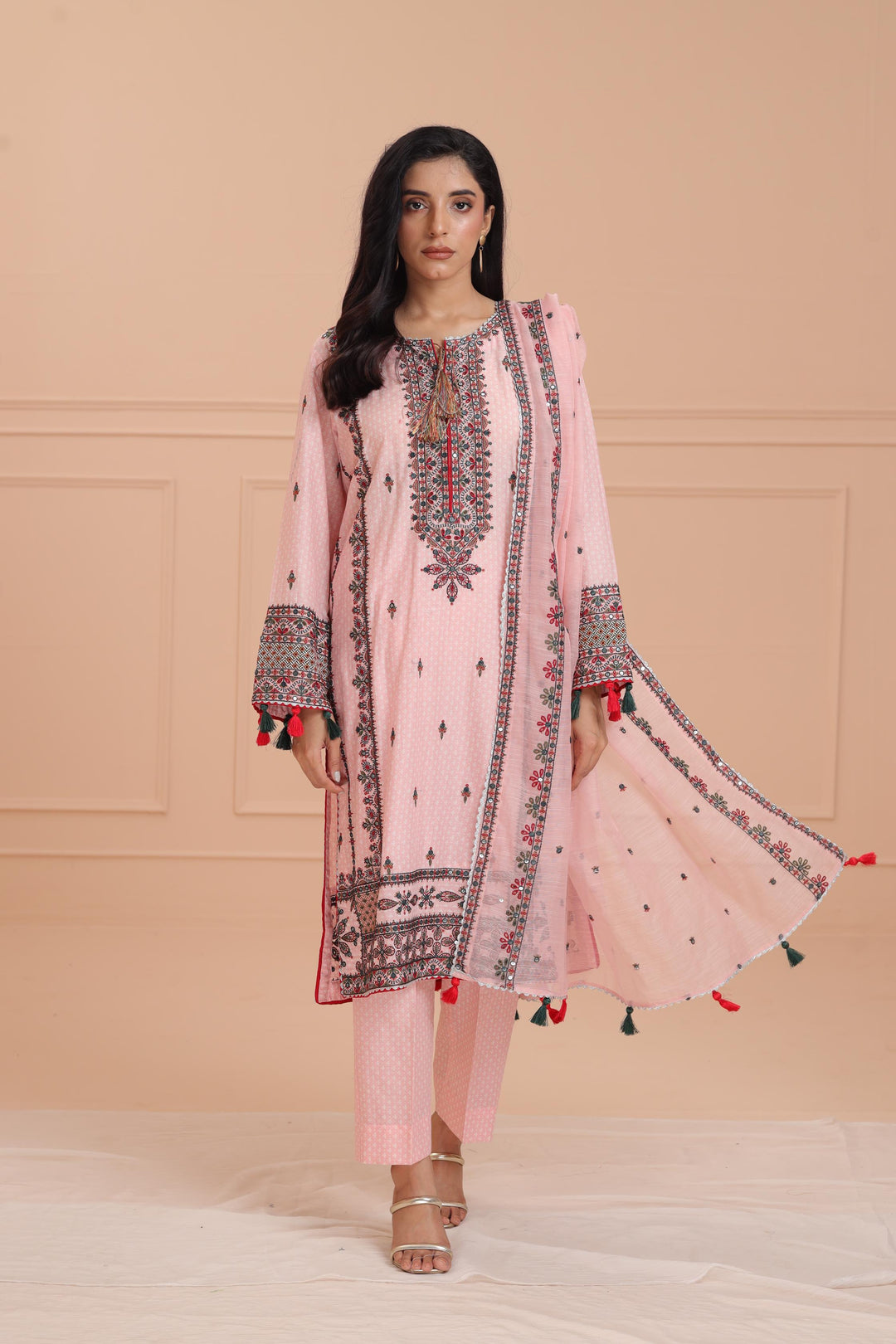 Lawn Pink Stitched Suit - Jazmin