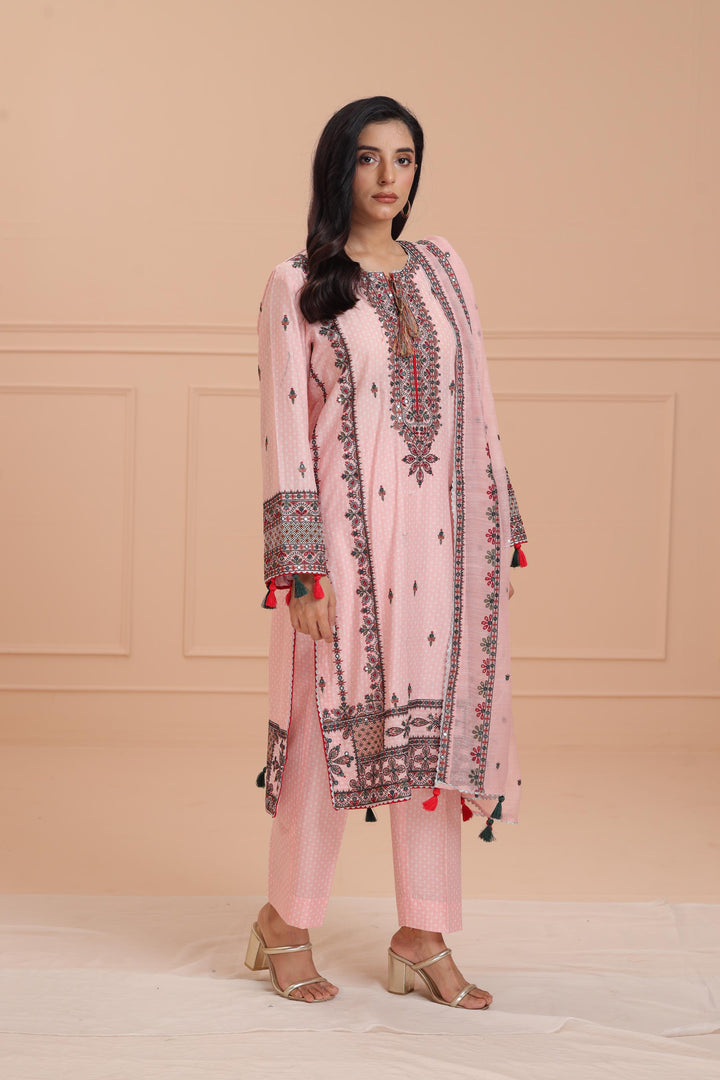 Lawn Pink Stitched Suit - Jazmin