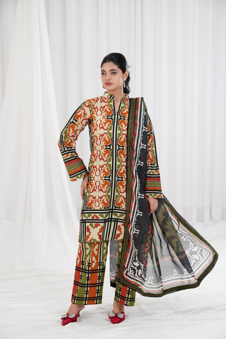 Digital Printed Lawn Multi Stitched Suit - Jazmin