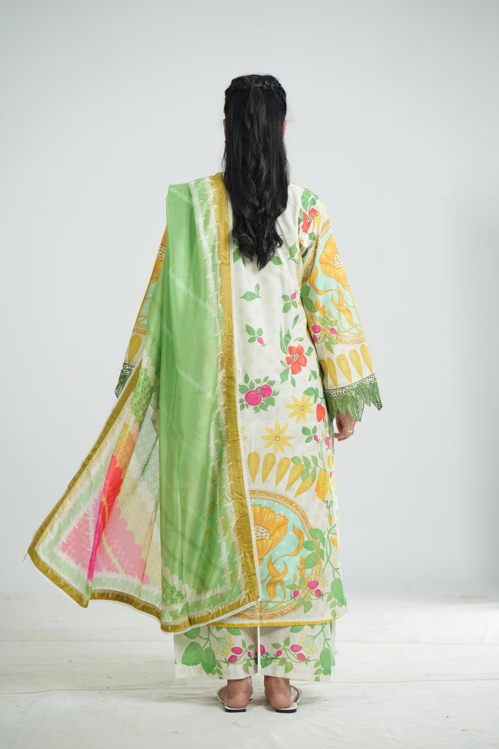 Lawn Green Stitched Suit - Jazmin