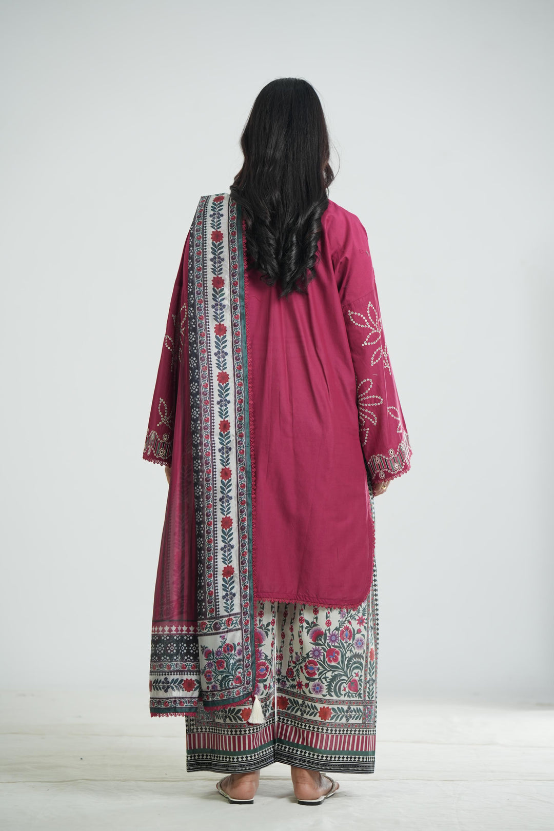 Lawn Maroon Stitched Suit - Jazmin