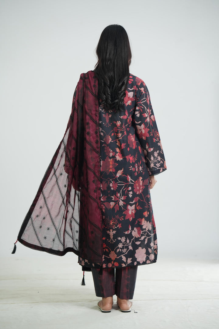 Lawn Black Stitched Suit - Jazmin