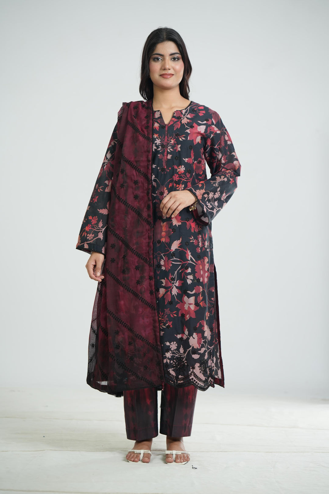 Lawn Black Stitched Suit - Jazmin