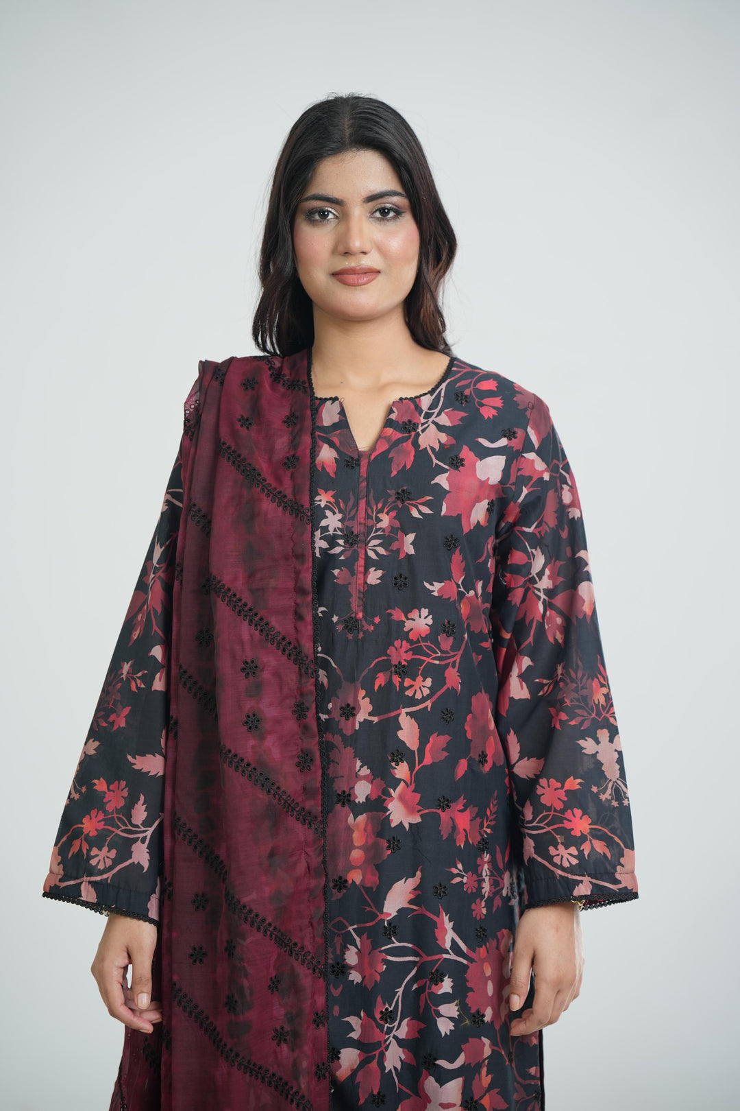 Lawn Black Stitched Suit - Jazmin