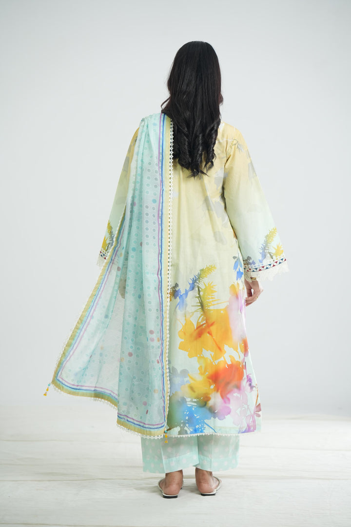 Lawn Blue Stitched Suit - Jazmin