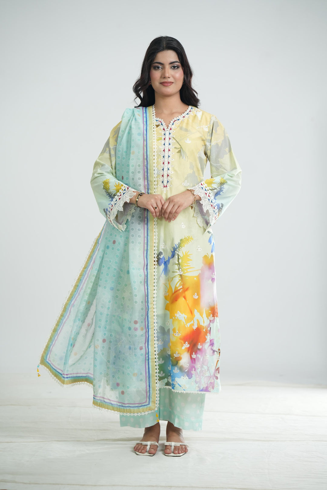 Lawn Blue Stitched Suit - Jazmin