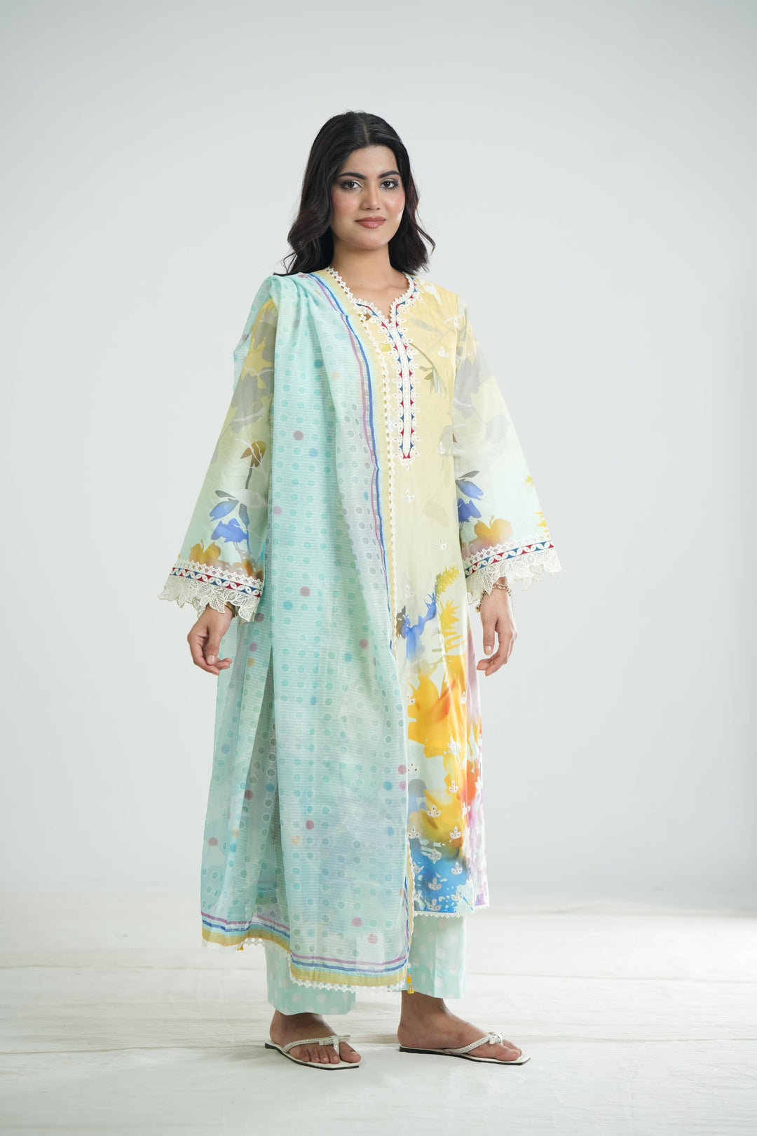 Lawn Blue Stitched Suit - Jazmin