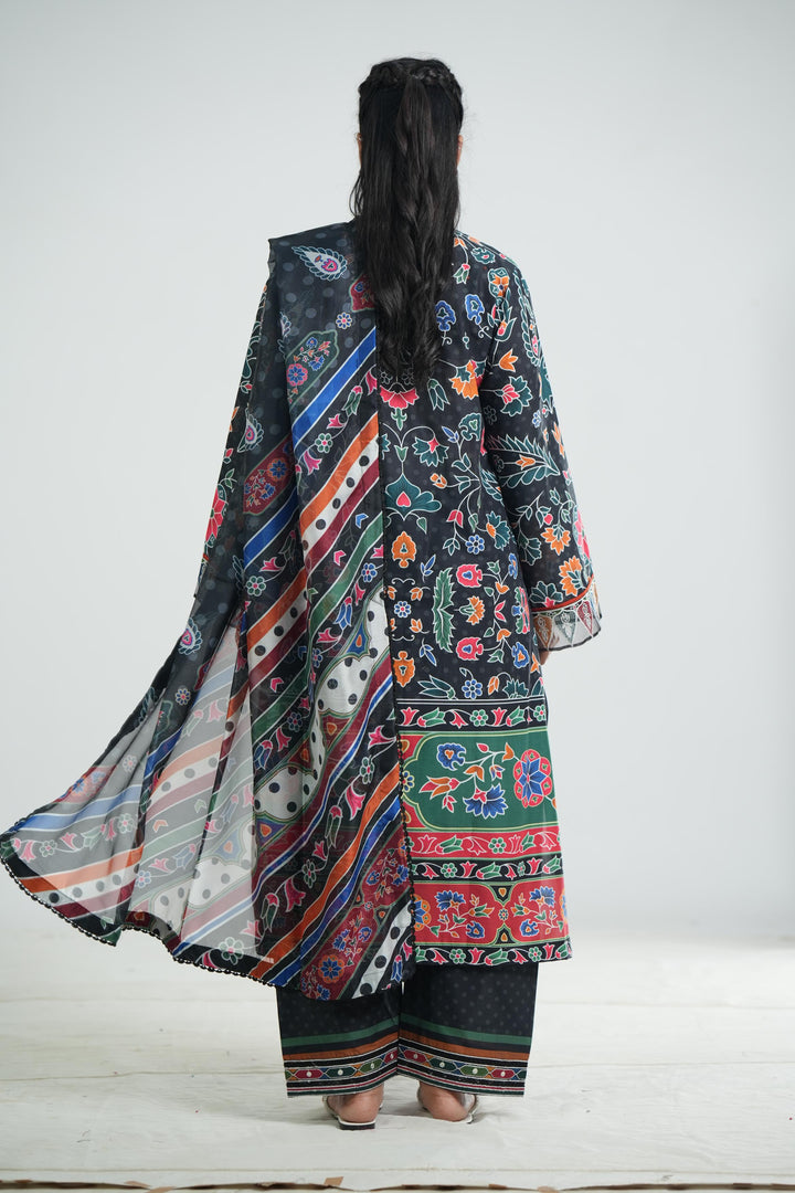 Lawn Black Stitched Suit - Jazmin