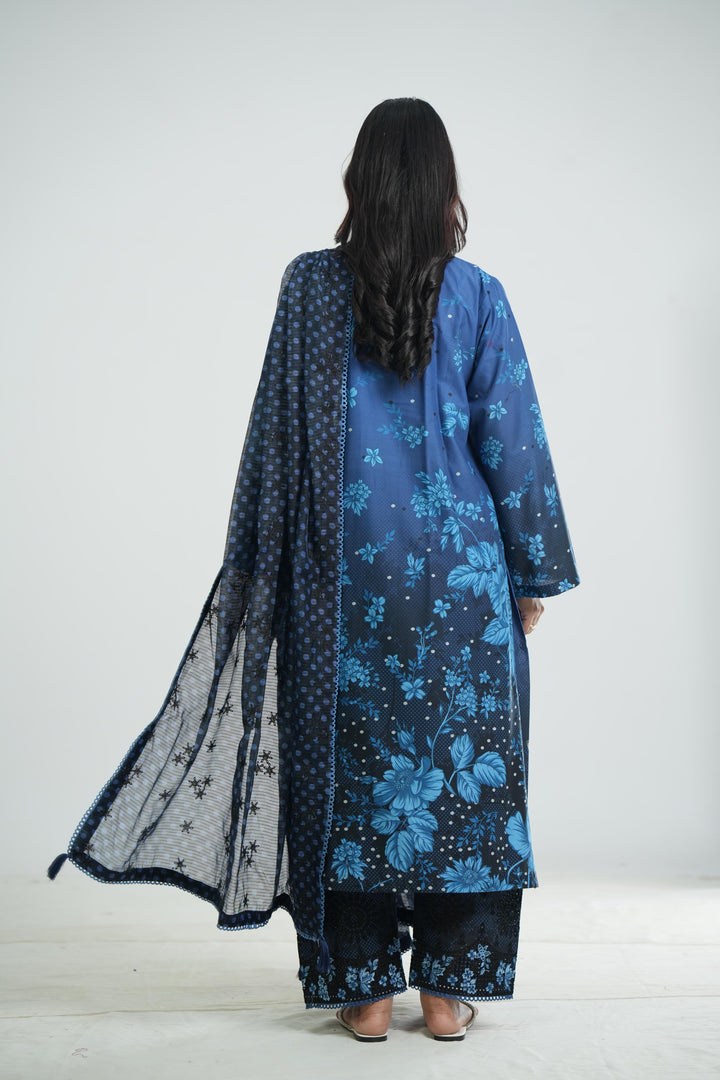 Lawn Blue Stitched Suit - Jazmin