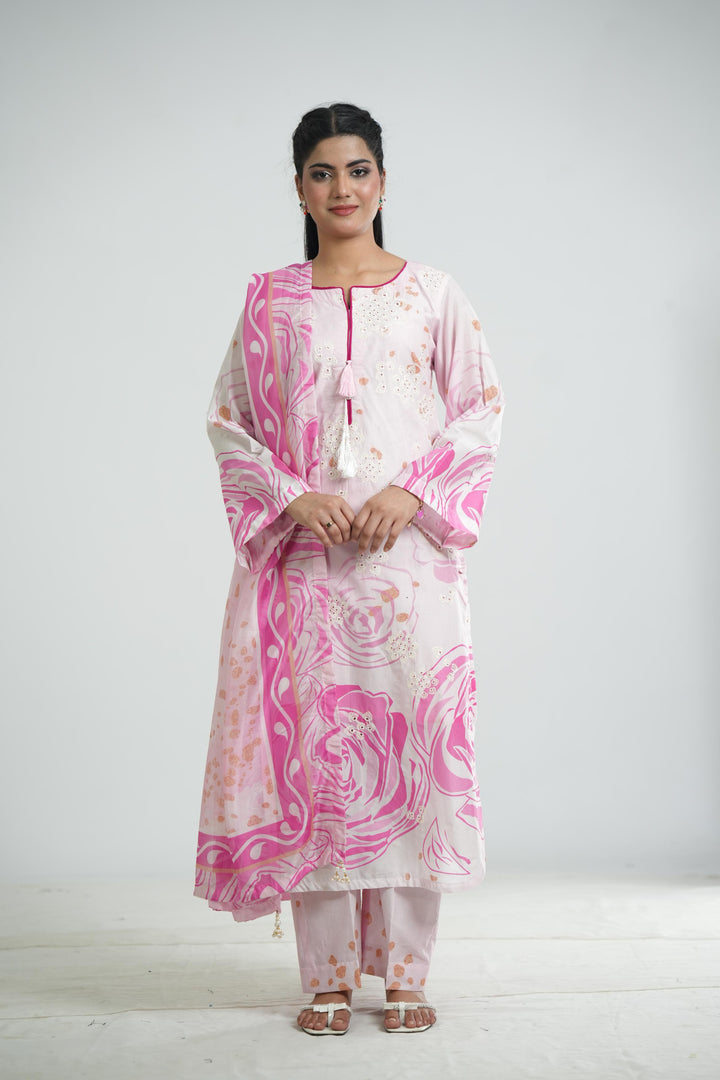 Lawn Pink Stitched Suit - Jazmin