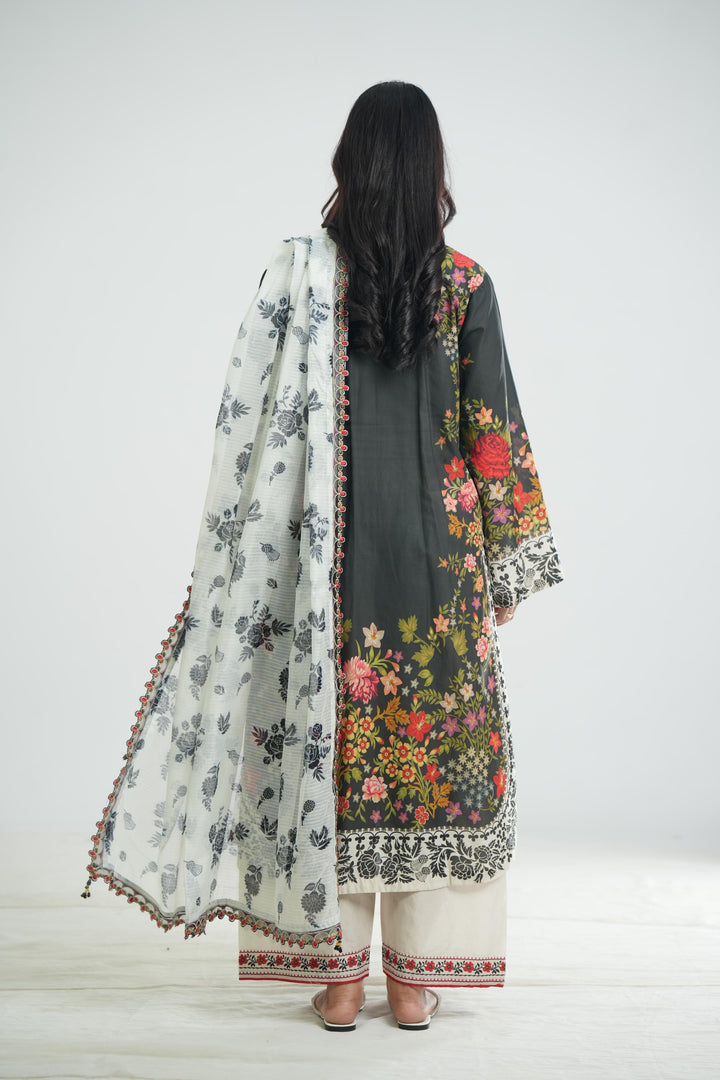 Lawn Black Stitched Suit - Jazmin