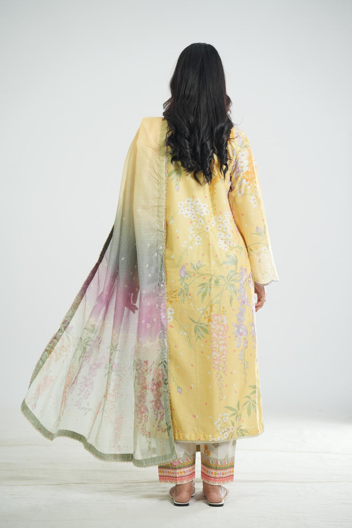 Lawn Yellow Stitched Suit - Jazmin