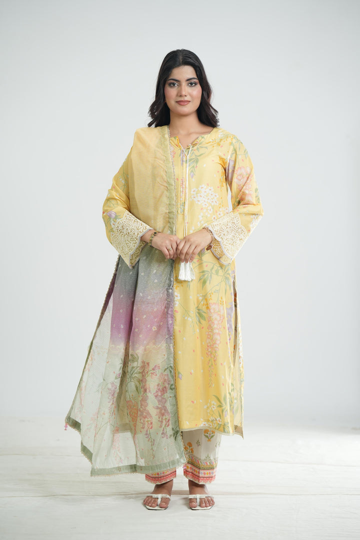 Lawn Yellow Stitched Suit - Jazmin