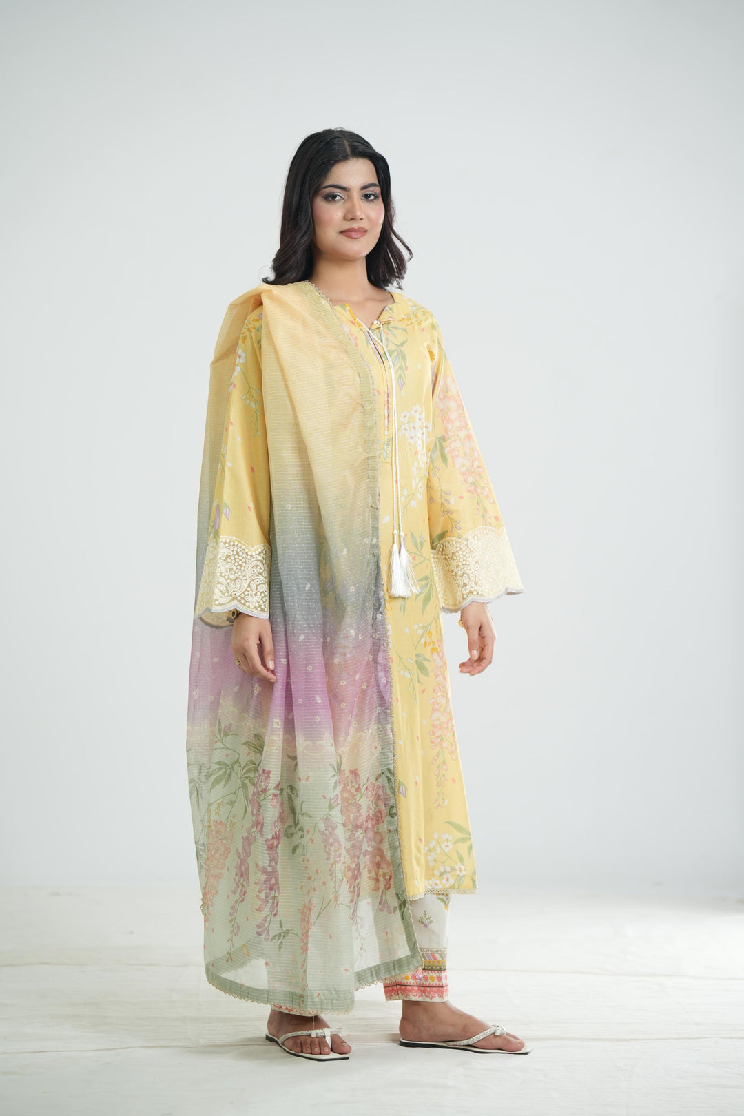 Lawn Yellow Stitched Suit - Jazmin