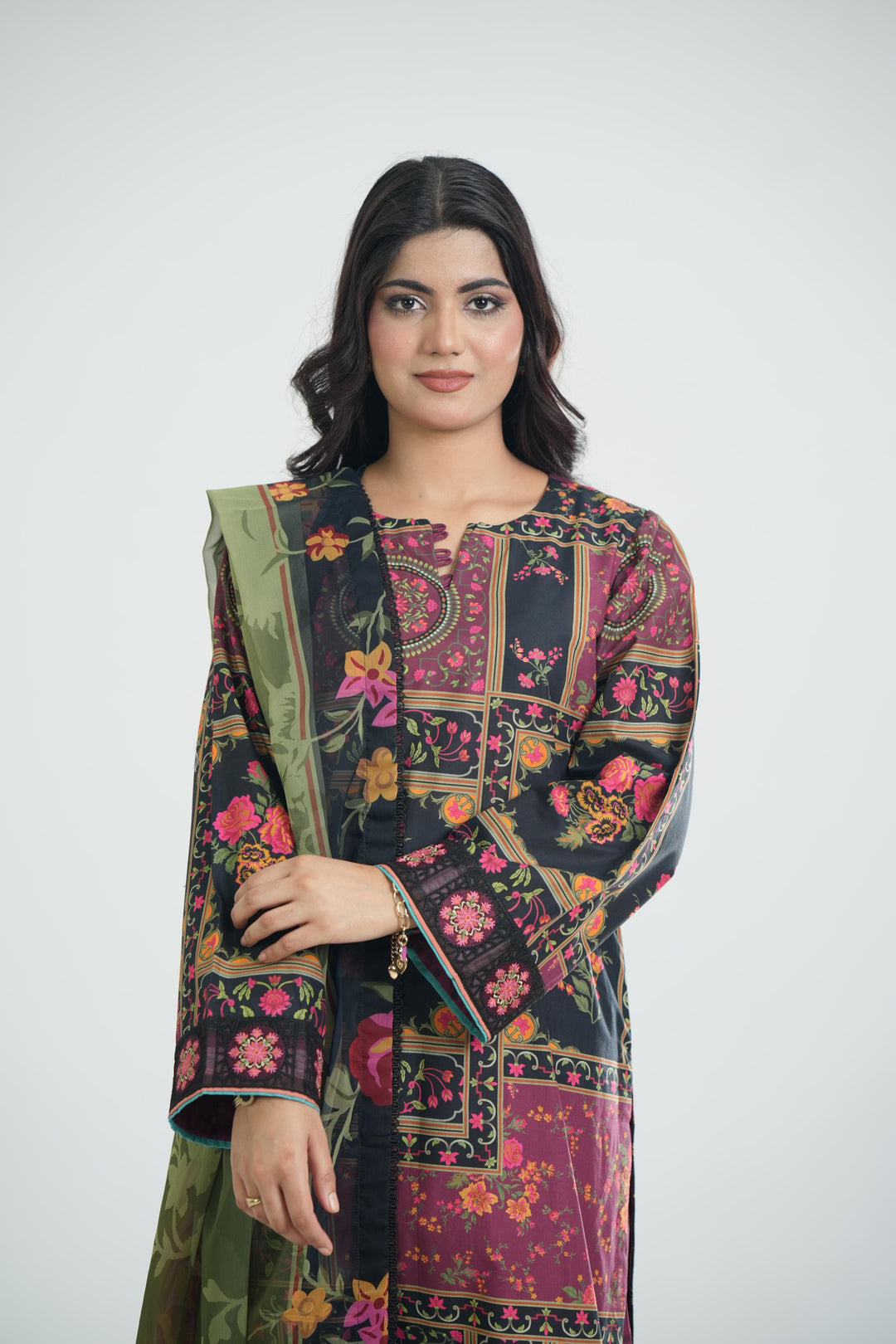 Lawn Plum Stitched Suit - Jazmin