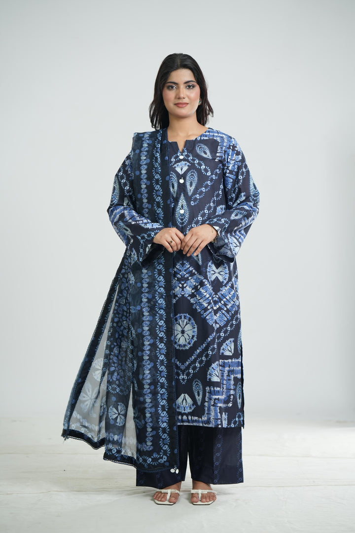 Lawn Black Stitched Suit - Jazmin