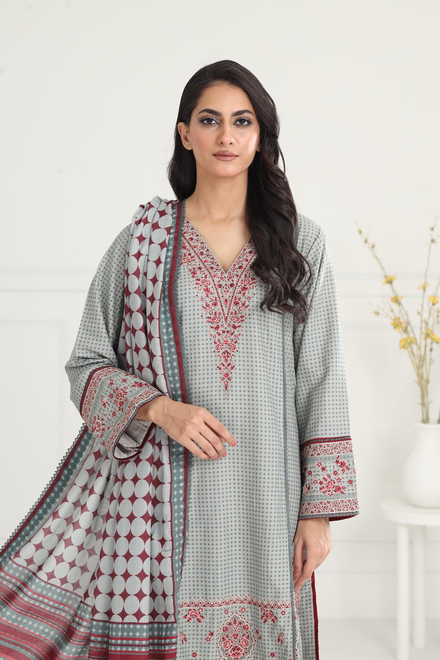 Embroidered Premium Viscose Light Green Stitched Suit - Jazmin