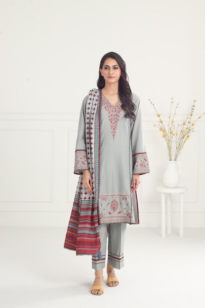 Embroidered Premium Viscose Light Green Stitched Suit - Jazmin