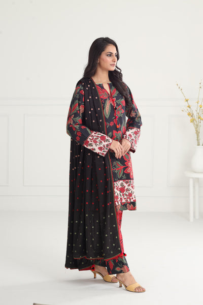 Digital Printed Premium Viscose Red Stitched Suit - Jazmin