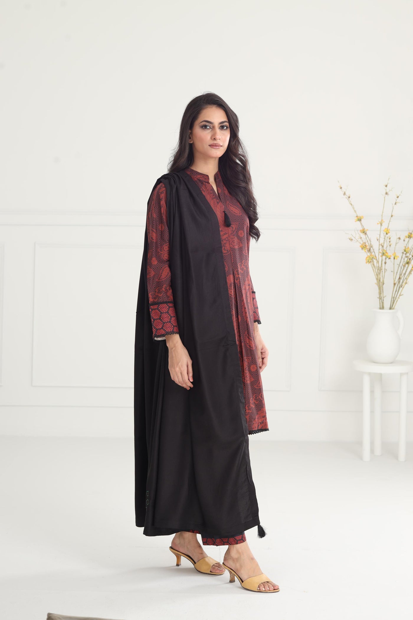 Digital Printed Premium Viscose Brown Stitched Suit - Jazmin