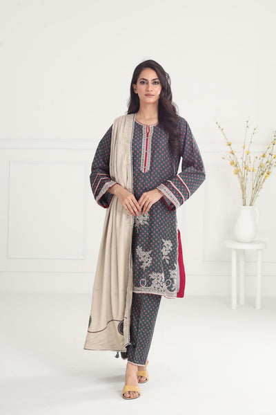 Digital Printed Embroidered Premium Viscose Green Stitched Suit - Jazmin