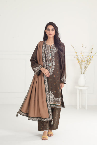 Digital Printed Embroidered Premium Viscose Mehndi Stitched Suit - Jazmin