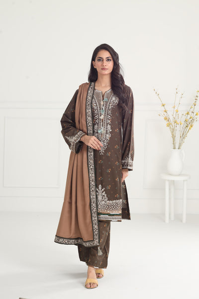 Digital Printed Embroidered Premium Viscose Mehndi Stitched Suit - Jazmin