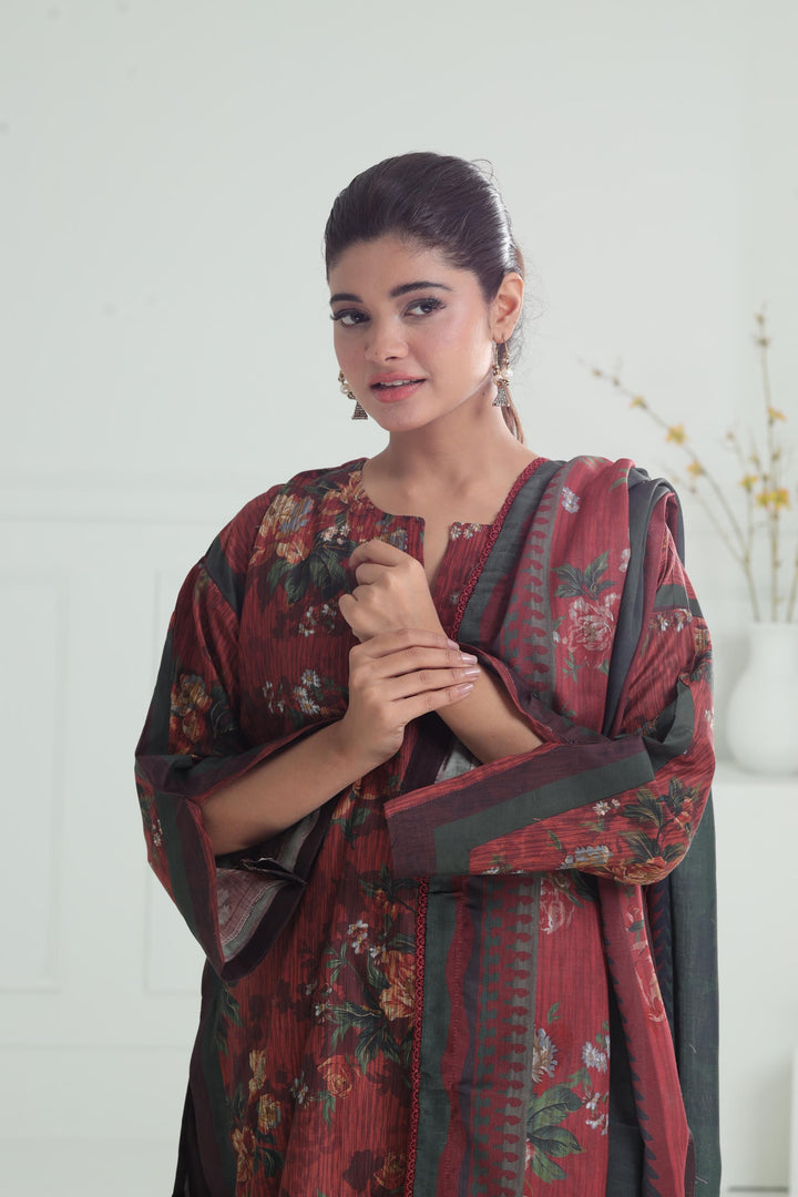 Viscose Brown Stitched Suit - Jazmin