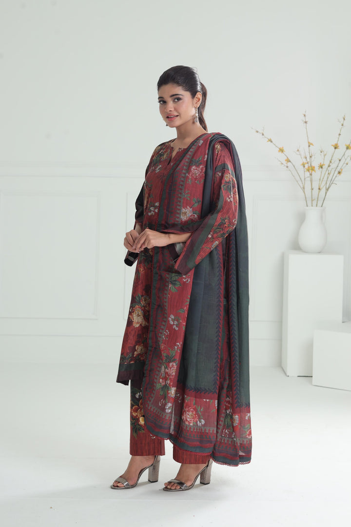 Viscose Brown Stitched Suit - Jazmin