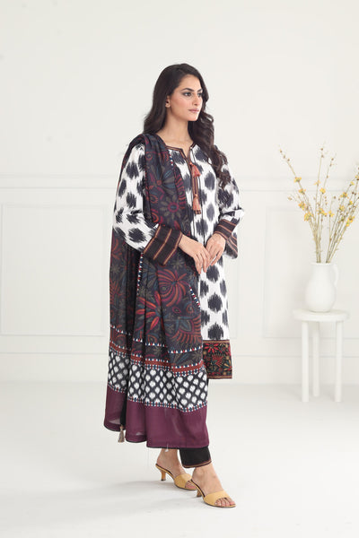 Embroidered Premium Viscose Black Stitched Suit - Jazmin