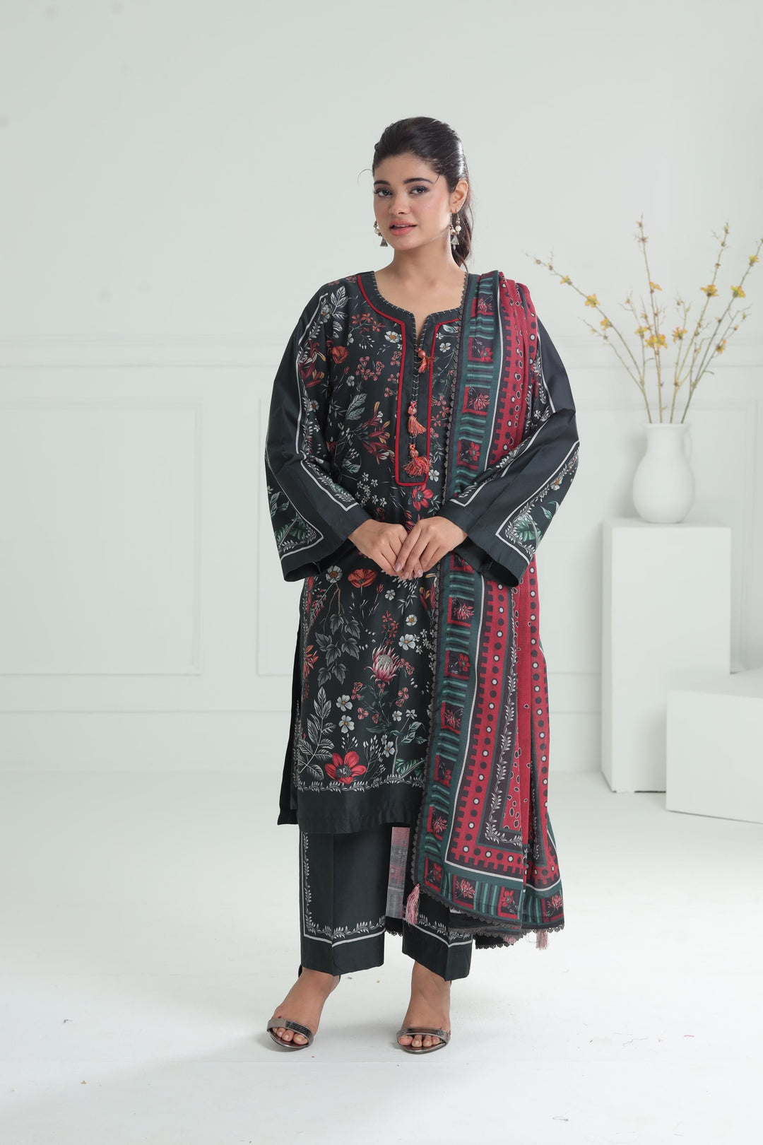 Viscose Green Stitched Suit - Jazmin
