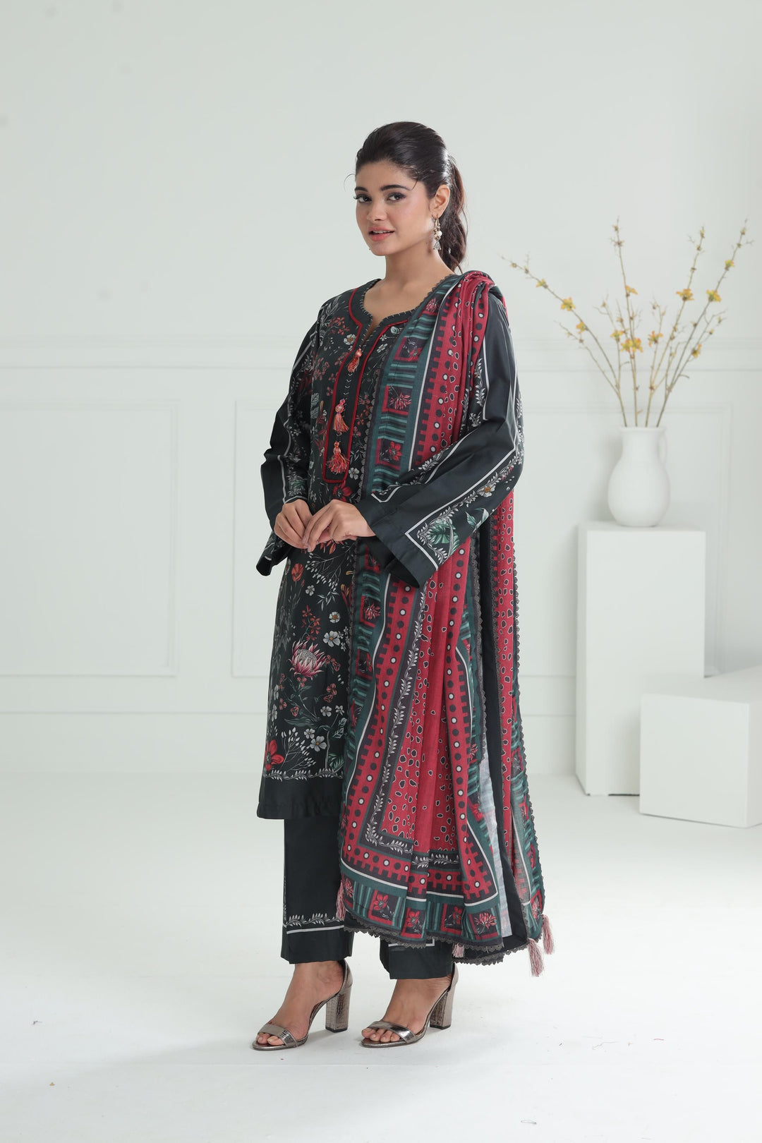 Viscose Green Stitched Suit - Jazmin