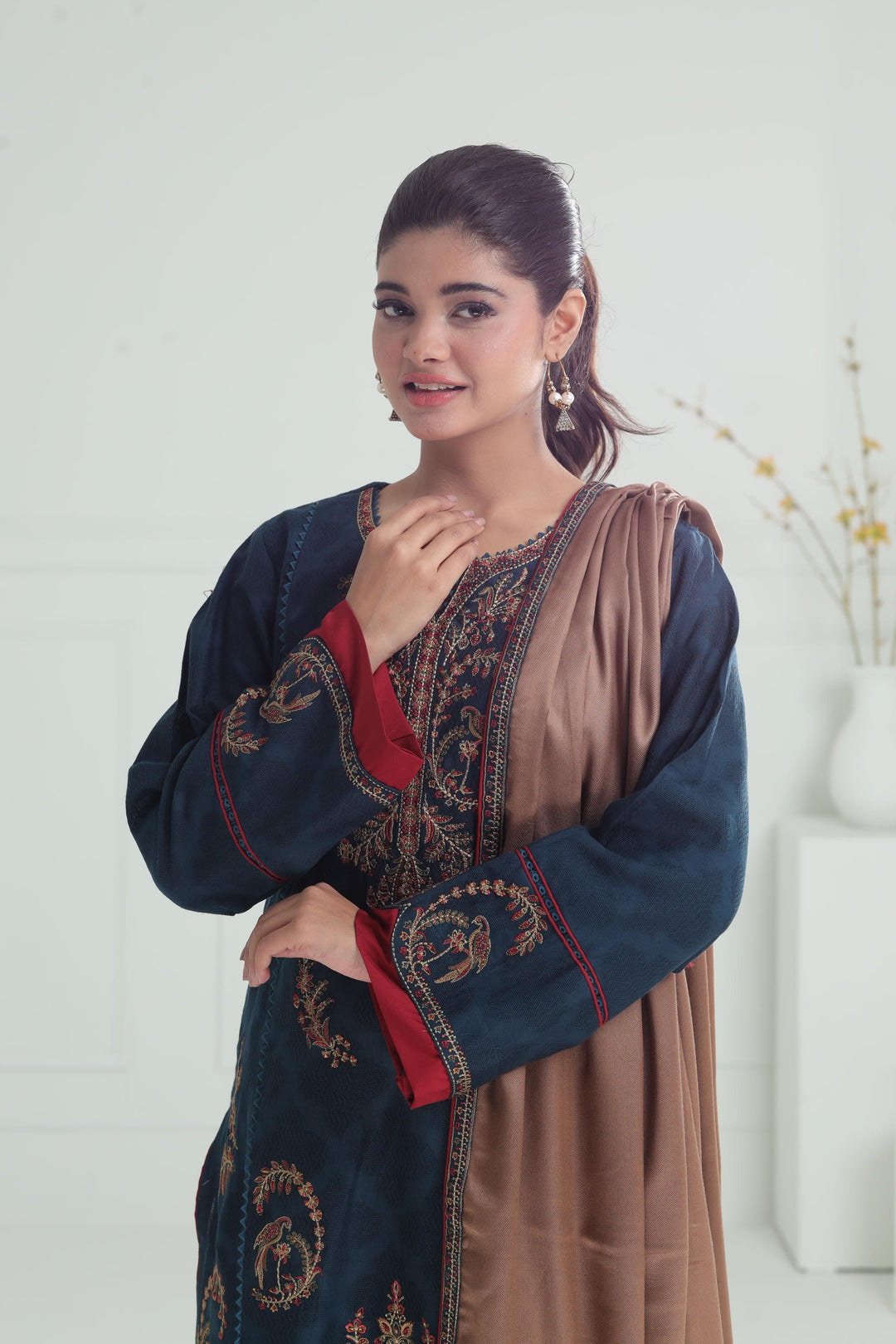 Khaddar Blue Stitched Suit - Jazmin