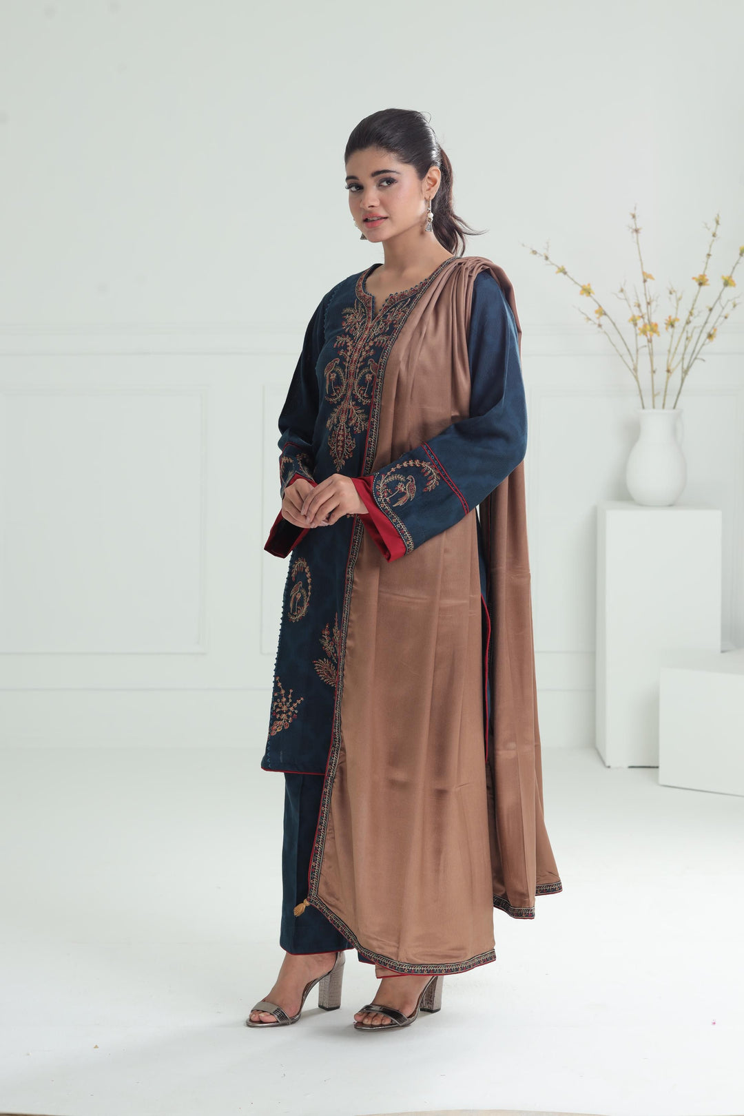 Khaddar Blue Stitched Suit - Jazmin