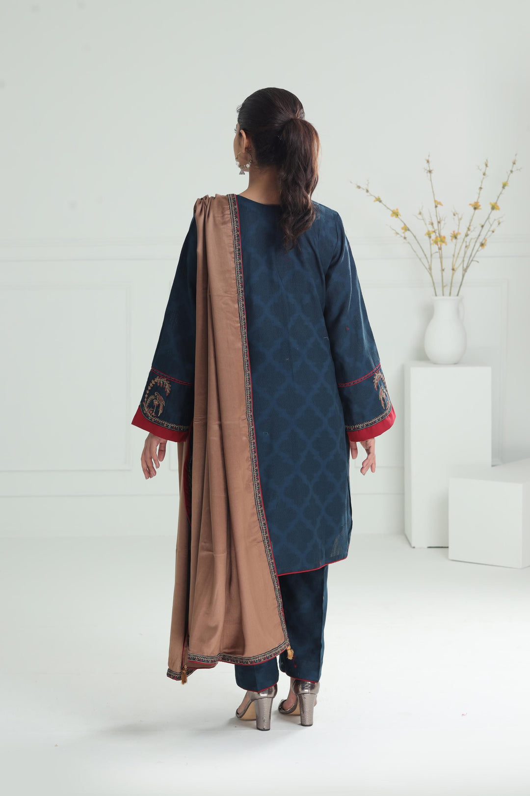 Khaddar Blue Stitched Suit - Jazmin