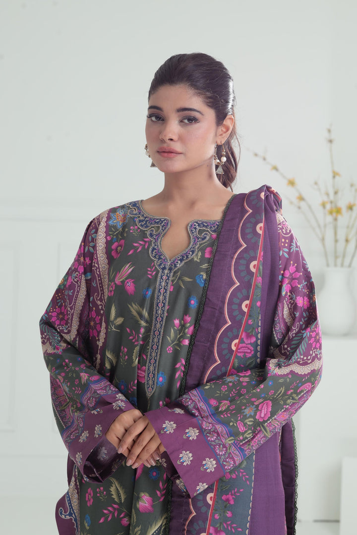 Viscose Mehndi Stitched Suit - Jazmin