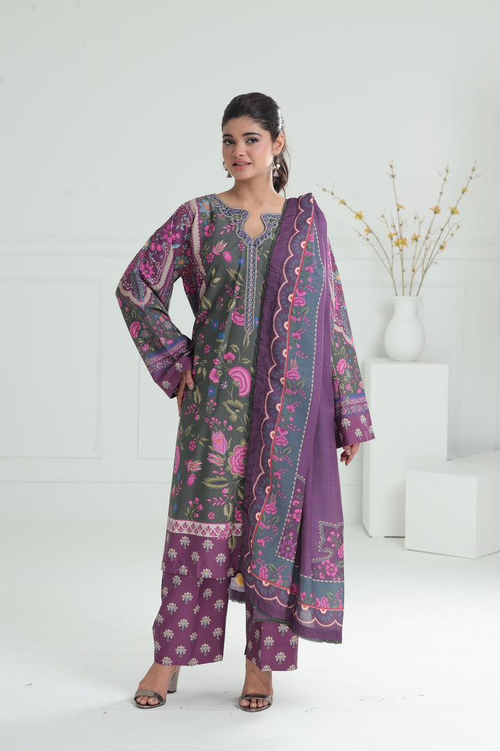 Viscose Mehndi Stitched Suit - Jazmin