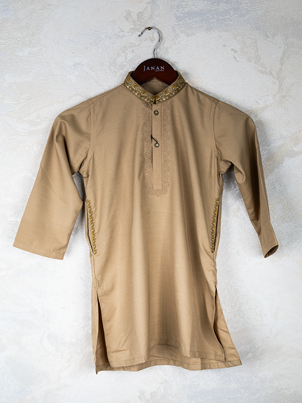 Cotton Beige Kurta Pajama - J. Junaid Jamshed