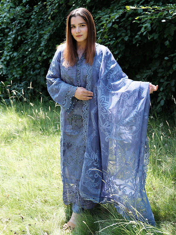 Embroidered Organza Purple Stitched Suit - Maria B Luxury Lawn
