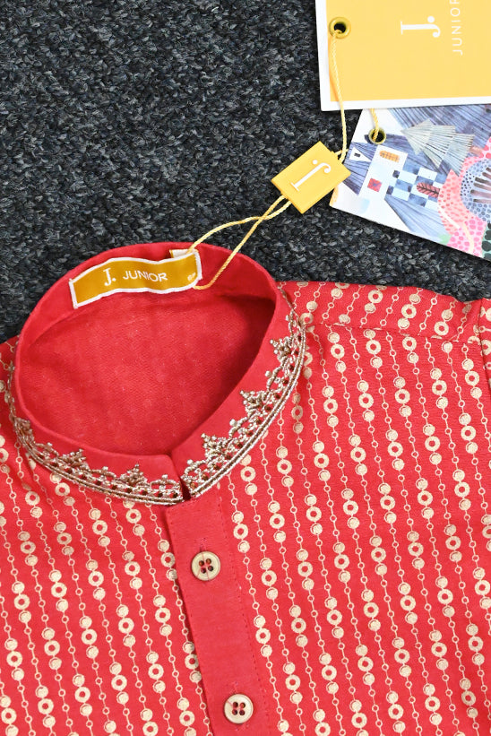 Cotton Red Shalwar Kameez- J. Junaid Jamshed