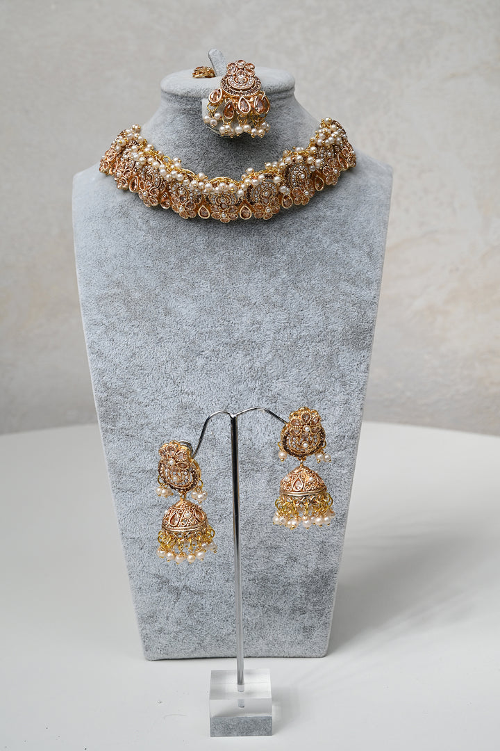 Golden Pearl Choker Jewelry Set